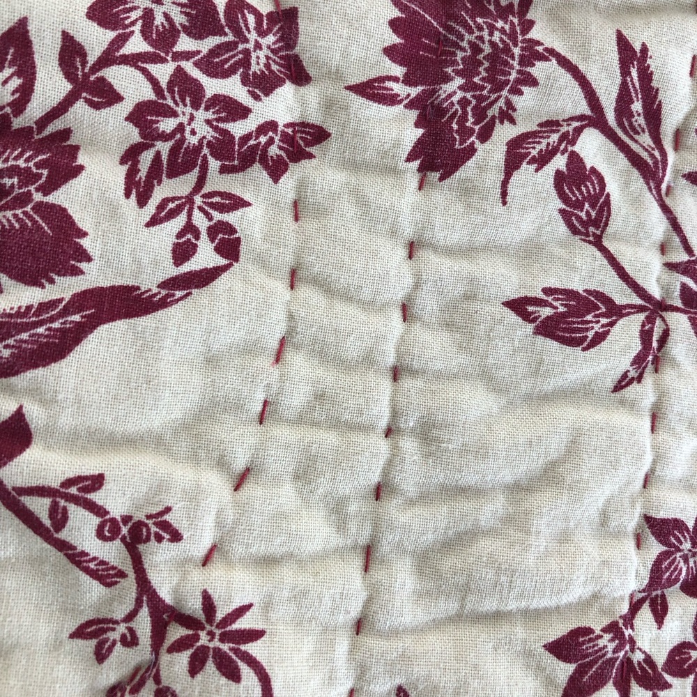 EUC Burgundy Floral Design Quilt - Throw - Reversible with Channel Stitching - Picture 10 of 14